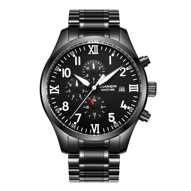 GUANQIN Mechanical Watch Men Black Luxury Brand Watch Sport Waterproof Luminou Automatic Watch 2023 Chinese Wrist Watch