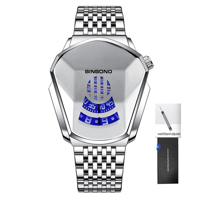 2023 BINBOND Fashion Men's Watch, Large watch style, motorcycle concept, business Style, Waterproof watch,black technology watch
