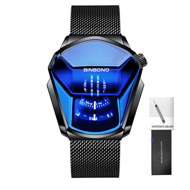 2023 BINBOND Fashion Men's Watch, Large watch style, motorcycle concept, business Style, Waterproof watch,black technology watch