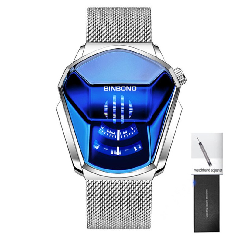2023 BINBOND Fashion Men's Watch, Large watch style, motorcycle concept, business Style, Waterproof watch,black technology watch