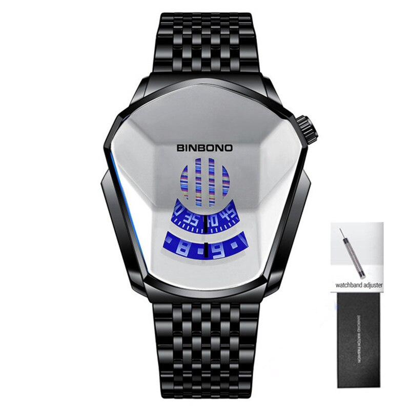 2023 BINBOND Fashion Men's Watch, Large watch style, motorcycle concept, business Style, Waterproof watch,black technology watch