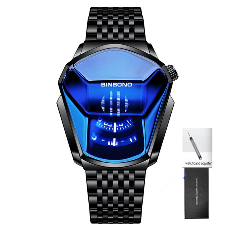 2023 BINBOND Fashion Men's Watch, Large watch style, motorcycle concept, business Style, Waterproof watch,black technology watch