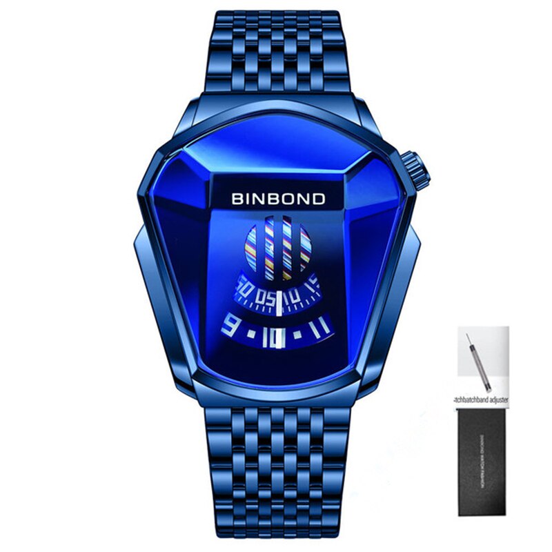 2023 BINBOND Fashion Men's Watch, Large watch style, motorcycle concept, business Style, Waterproof watch,black technology watch