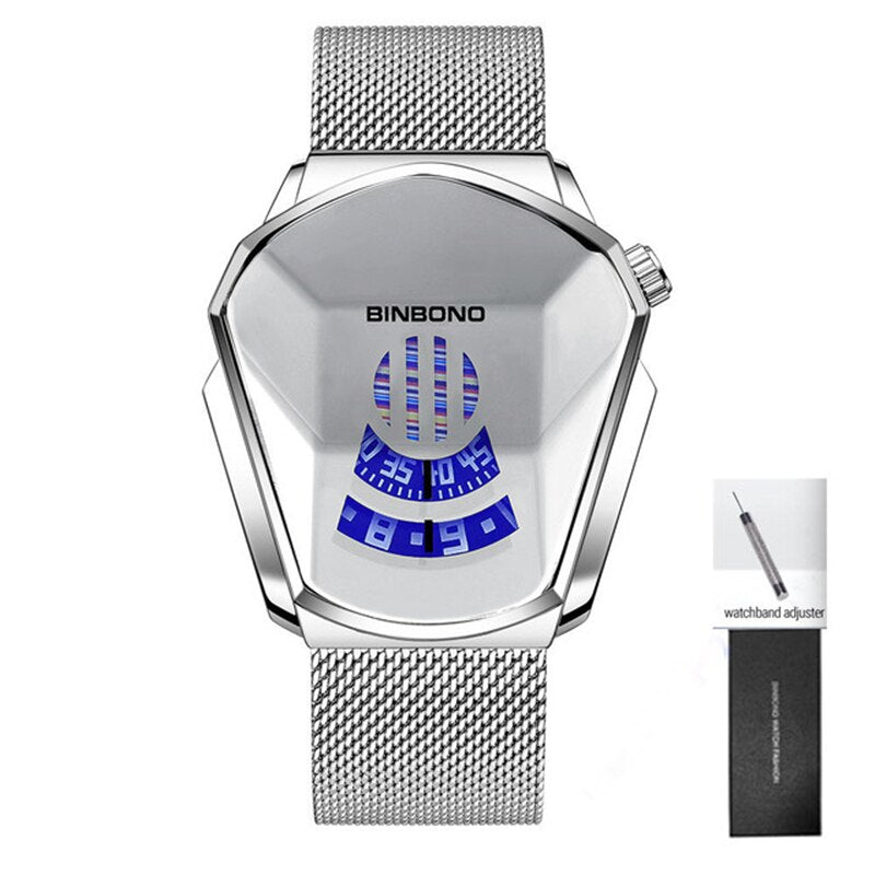 2023 BINBOND Fashion Men's Watch, Large watch style, motorcycle concept, business Style, Waterproof watch,black technology watch
