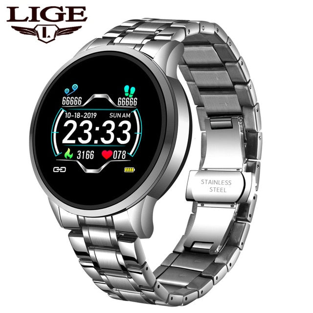 LIGE New Smart Watch Men Heart Rate Blood Pressure Information Reminder Sport Waterproof Smart Watch for Android IOS Phone. - THEFASHIONBRANDS