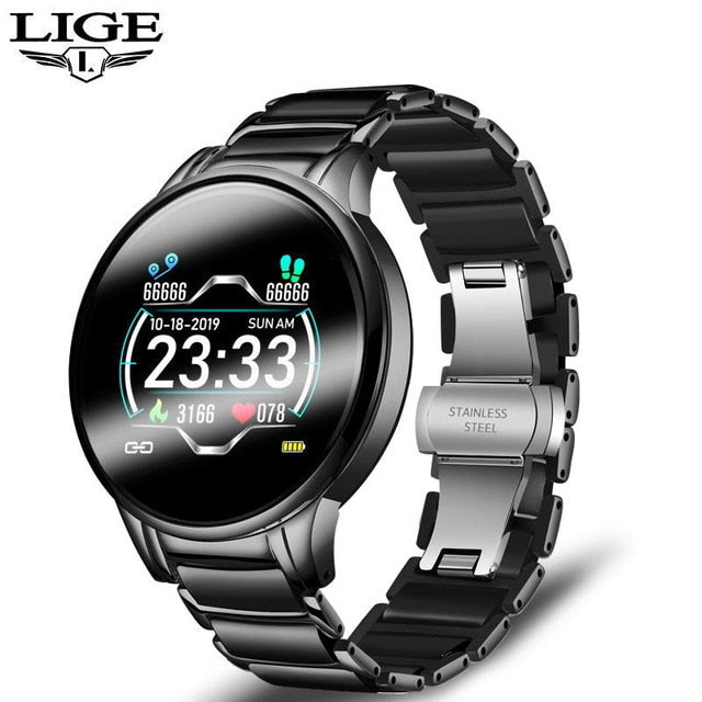 LIGE Luxury Smart Watch Women Waterproof Sports Fitness Tracker For Android ios Reloj inteligente Ceramic Strap smart watch Men - THEFASHIONBRANDS