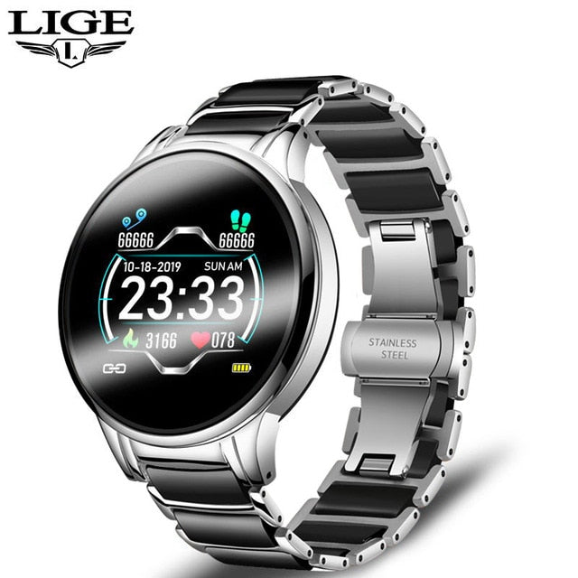 LIGE Luxury Smart Watch Women Waterproof Sports Fitness Tracker For Android ios Reloj inteligente Ceramic Strap smart watch Men - THEFASHIONBRANDS