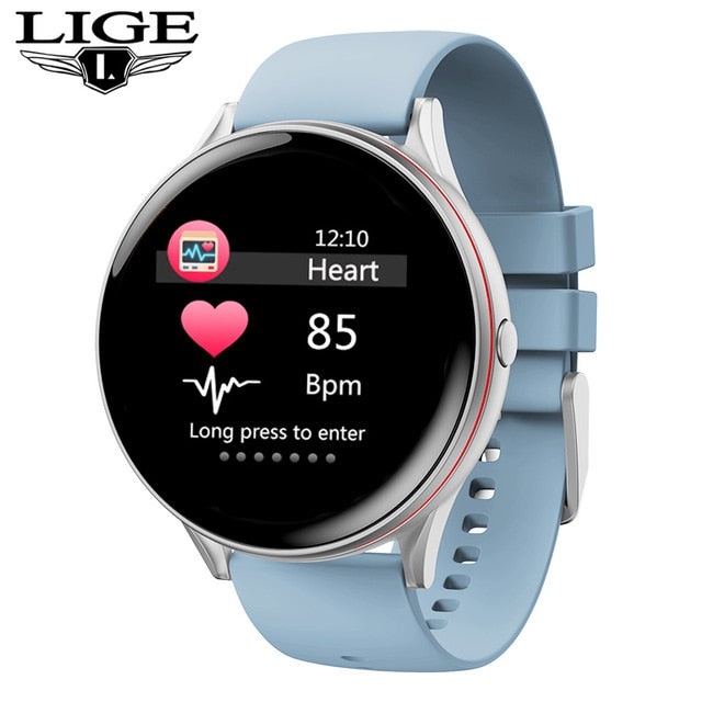 LIGE Full Touch Screen Smart Watch Women Multifunctional Sport Heart Rate Blood Pressure IP68 Waterproof Smartwatch+Box - THEFASHIONBRANDS
