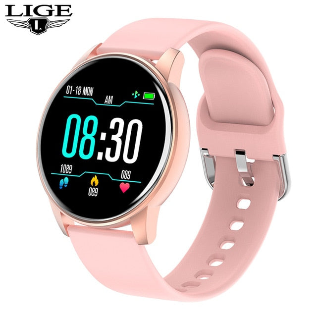 LIGE Full Touch Screen Smart Watch Women Multifunctional Sport Heart Rate Blood Pressure IP68 Waterproof Smartwatch+Box - THEFASHIONBRANDS