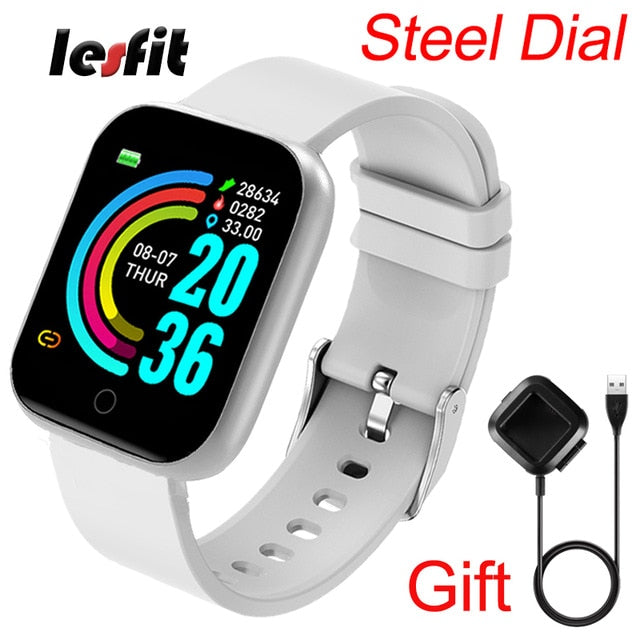 Lesfit Pink Smart Watch Women Men Smartwatch For Android IOS Bluetooth Steel Strap Smart-watch Watch Electronic Fitness Tracker - THEFASHIONBRANDS