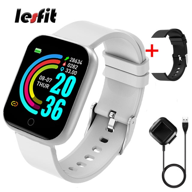 Lesfit Pink Smart Watch Women Men Smartwatch For Android IOS Bluetooth Steel Strap Smart-watch Watch Electronic Fitness Tracker - THEFASHIONBRANDS