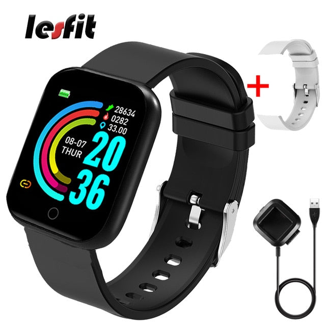 Lesfit Pink Smart Watch Women Men Smartwatch For Android IOS Bluetooth Steel Strap Smart-watch Watch Electronic Fitness Tracker - THEFASHIONBRANDS