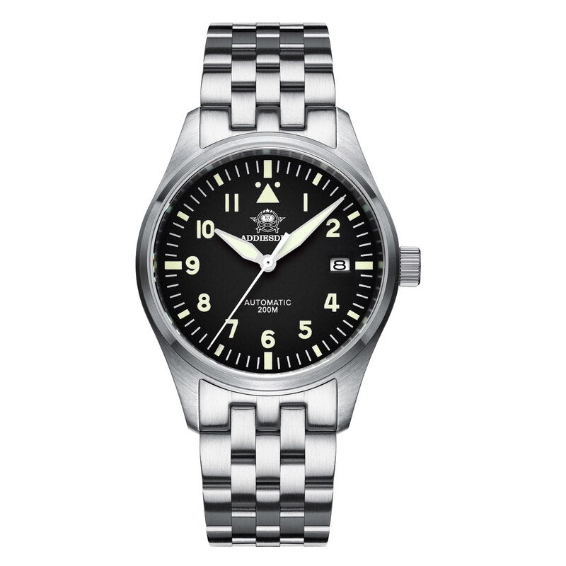 Addies Dive Pilot Watch Automatic Mechanical Diver Watch C3 Luminous divers watch Sapphire Crystal 200m dive watch men's watch
