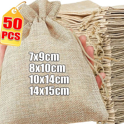 Drawstring Burlap Gift Bags Coffee Bean Linen Bag - TIMECRAFT