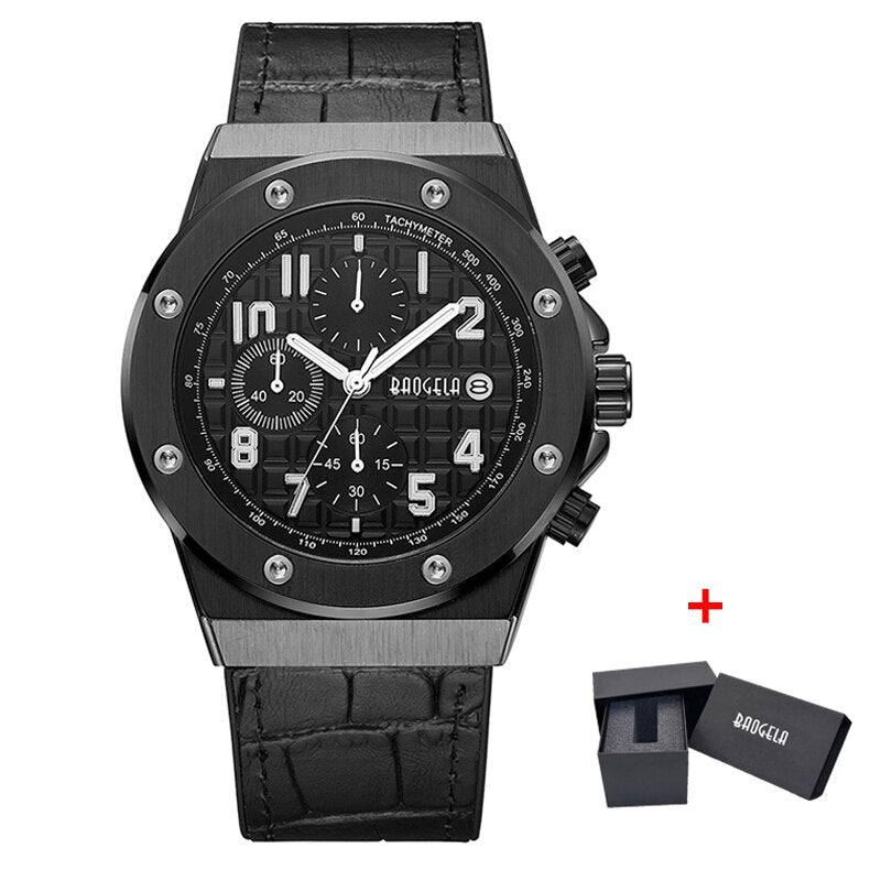 BAOGELA Fashion Watch Men Luxury Timing Watch Men's Sports Watch Quartz Watch Leather Brand Date Indicator Waterproof Watch 1805