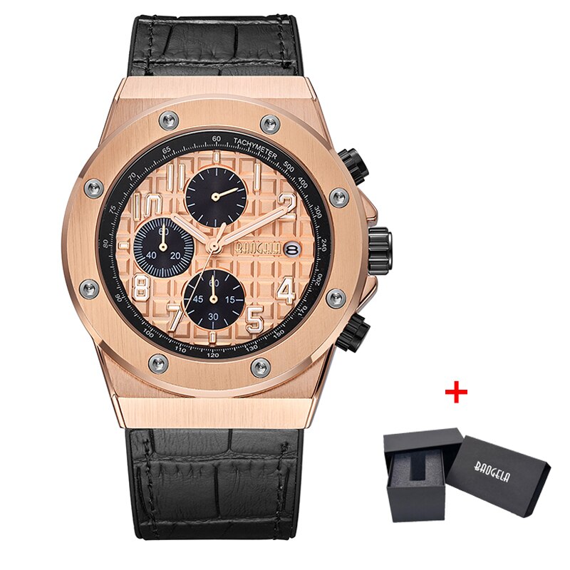 BAOGELA Fashion Watch Men Luxury Timing Watch Men's Sports Watch Quartz Watch Leather Brand Date Indicator Waterproof Watch 1805