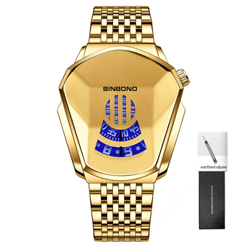 2023 BINBOND Fashion Men's Watch, Large watch style, motorcycle concept, business Style, Waterproof watch,black technology watch