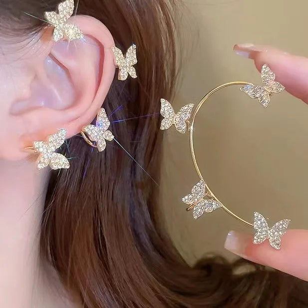 Silver Plated Metal Butterfly Ear Clips Without Piercing - TIMECRAFT
