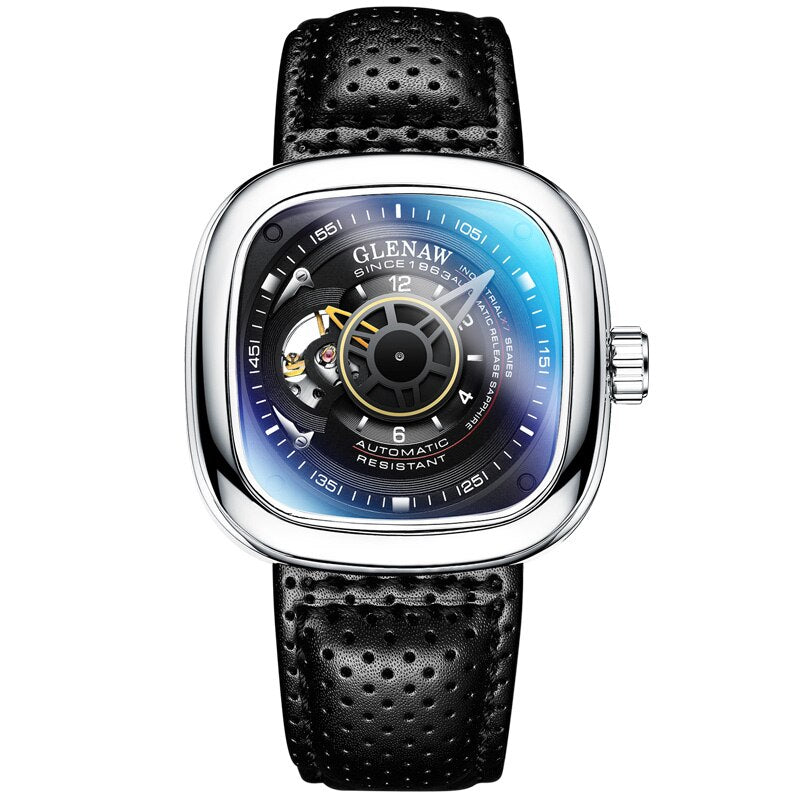 2023 GLENAW New Leisure men's watch Automatic Watch Tourbillon Sports Watch Leather Antique Mechanical Watch Waterproof Luminous
