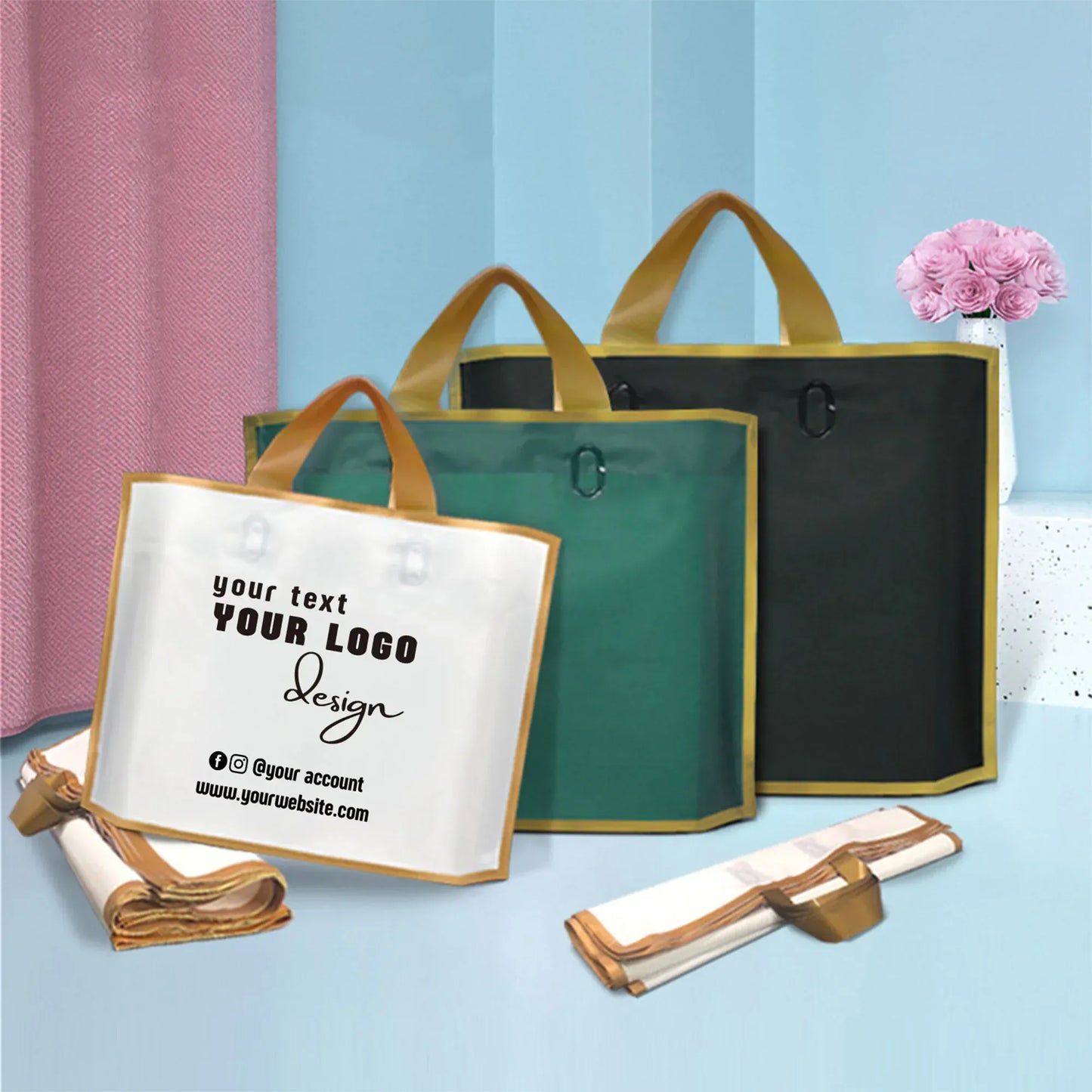 Custom logo frosted shopping bags plastic gift bags - TIMECRAFT