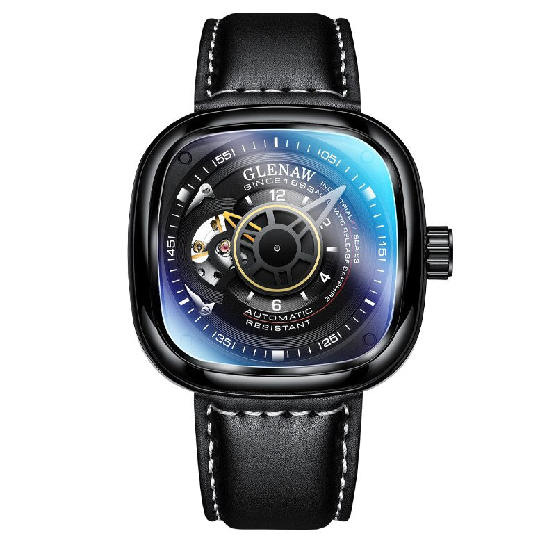 2023 GLENAW New Leisure men's watch Automatic Watch Tourbillon Sports Watch Leather Antique Mechanical Watch Waterproof Luminous
