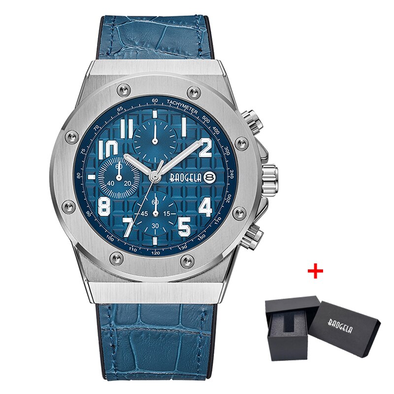 BAOGELA Fashion Watch Men Luxury Timing Watch Men's Sports Watch Quartz Watch Leather Brand Date Indicator Waterproof Watch 1805