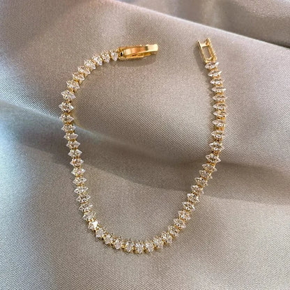 Luxury Roman Crystal Geometric Chain Bracelets