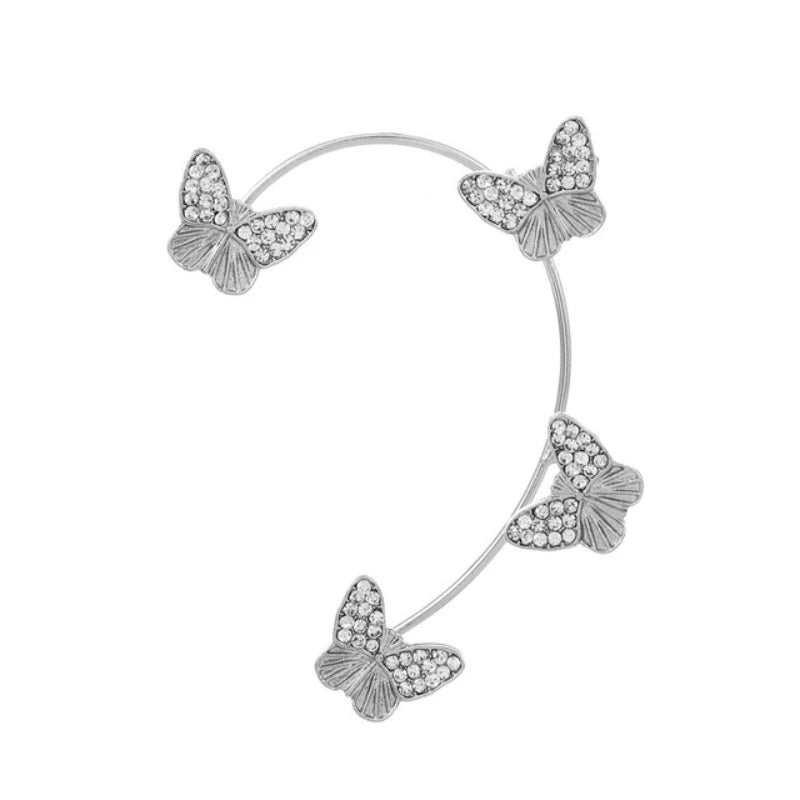 Silver Plated Metal Butterfly Ear Clips Without Piercing - TIMECRAFT
