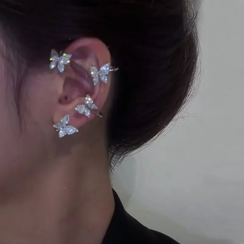 Silver Plated Metal Butterfly Ear Clips Without Piercing - TIMECRAFT