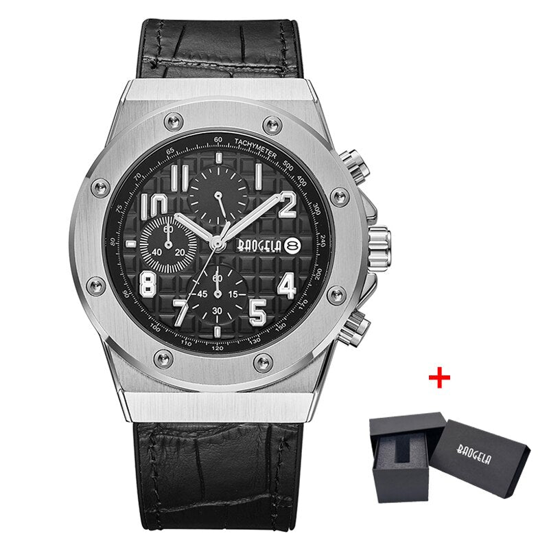 BAOGELA Fashion Watch Men Luxury Timing Watch Men's Sports Watch Quartz Watch Leather Brand Date Indicator Waterproof Watch 1805
