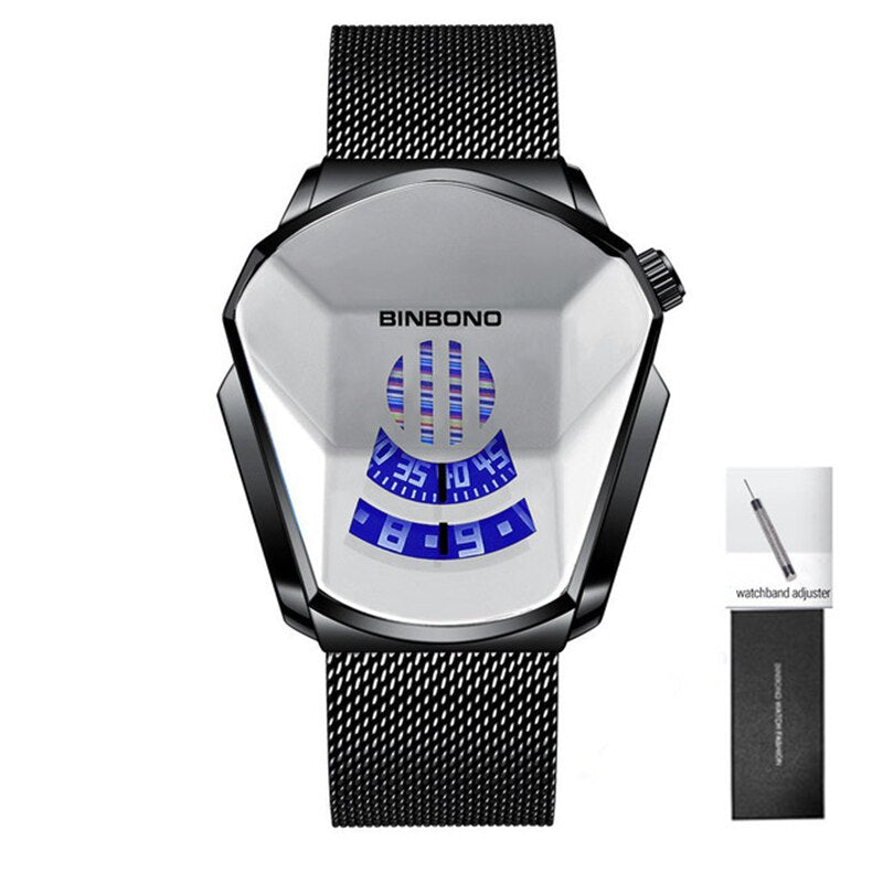 2023 BINBOND Fashion Men's Watch, Large watch style, motorcycle concept, business Style, Waterproof watch,black technology watch