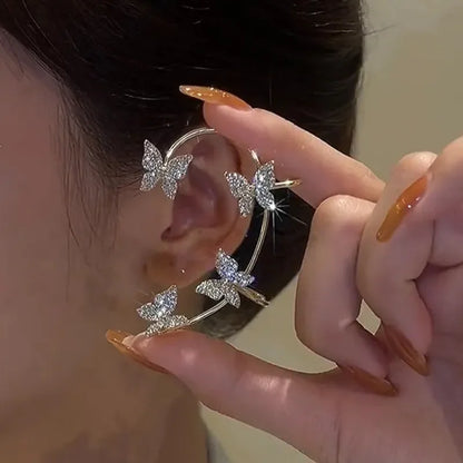 Silver Plated Metal Butterfly Ear Clips Without Piercing - TIMECRAFT