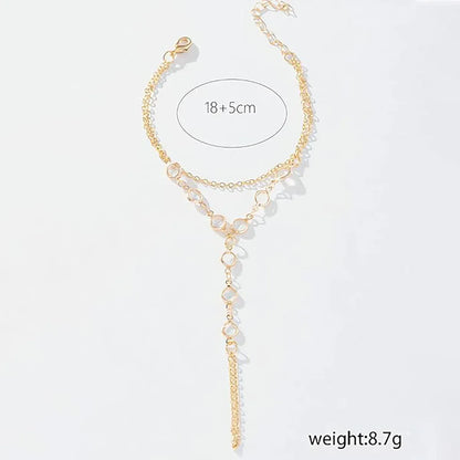 Fashion Multilayer Bracelet Ring Crystal Luxury Finger Bracelet
