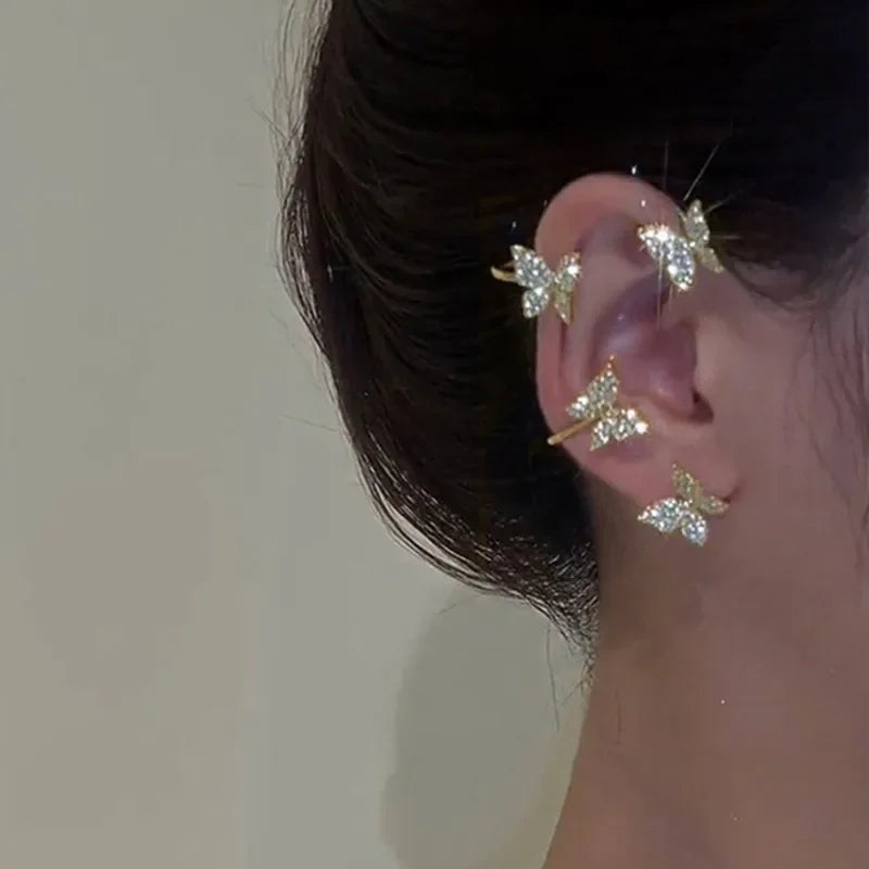 Silver Plated Metal Butterfly Ear Clips Without Piercing - TIMECRAFT