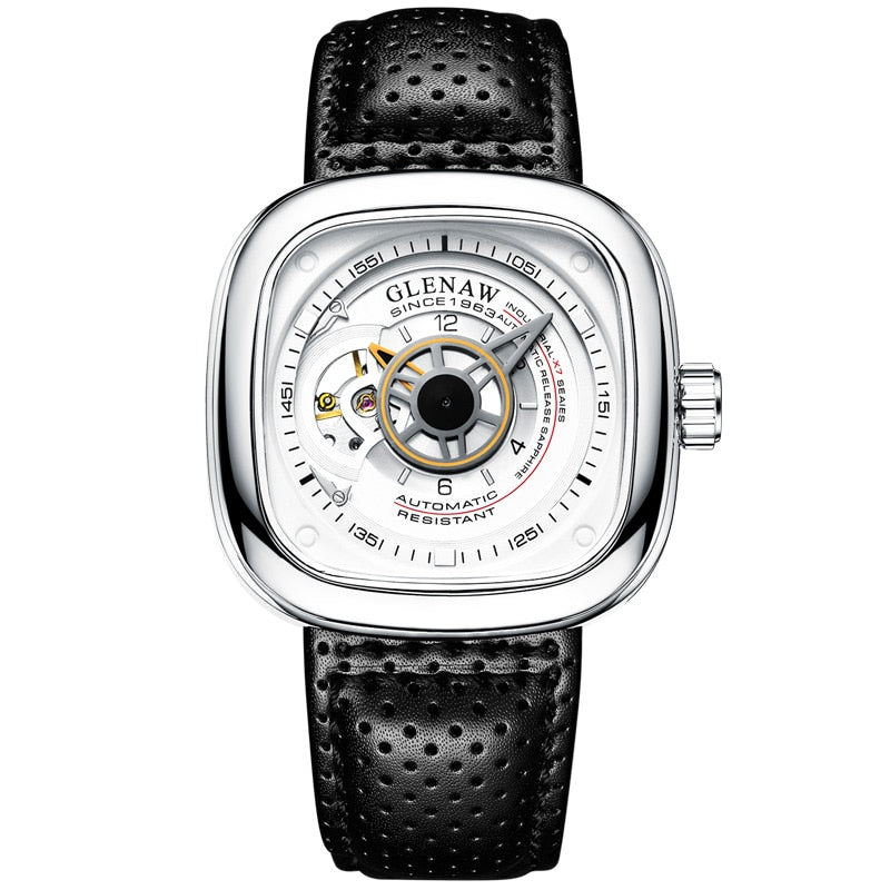 2023 GLENAW New Leisure men's watch Automatic Watch Tourbillon Sports Watch Leather Antique Mechanical Watch Waterproof Luminous