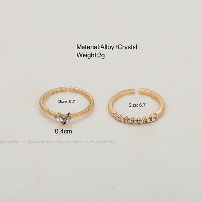 Gold Color Heart Zircon Rings Set for Women Adjustable - TIMECRAFT