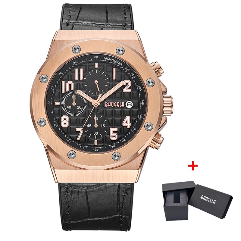 BAOGELA Fashion Watch Men Luxury Timing Watch Men's Sports Watch Quartz Watch Leather Brand Date Indicator Waterproof Watch 1805