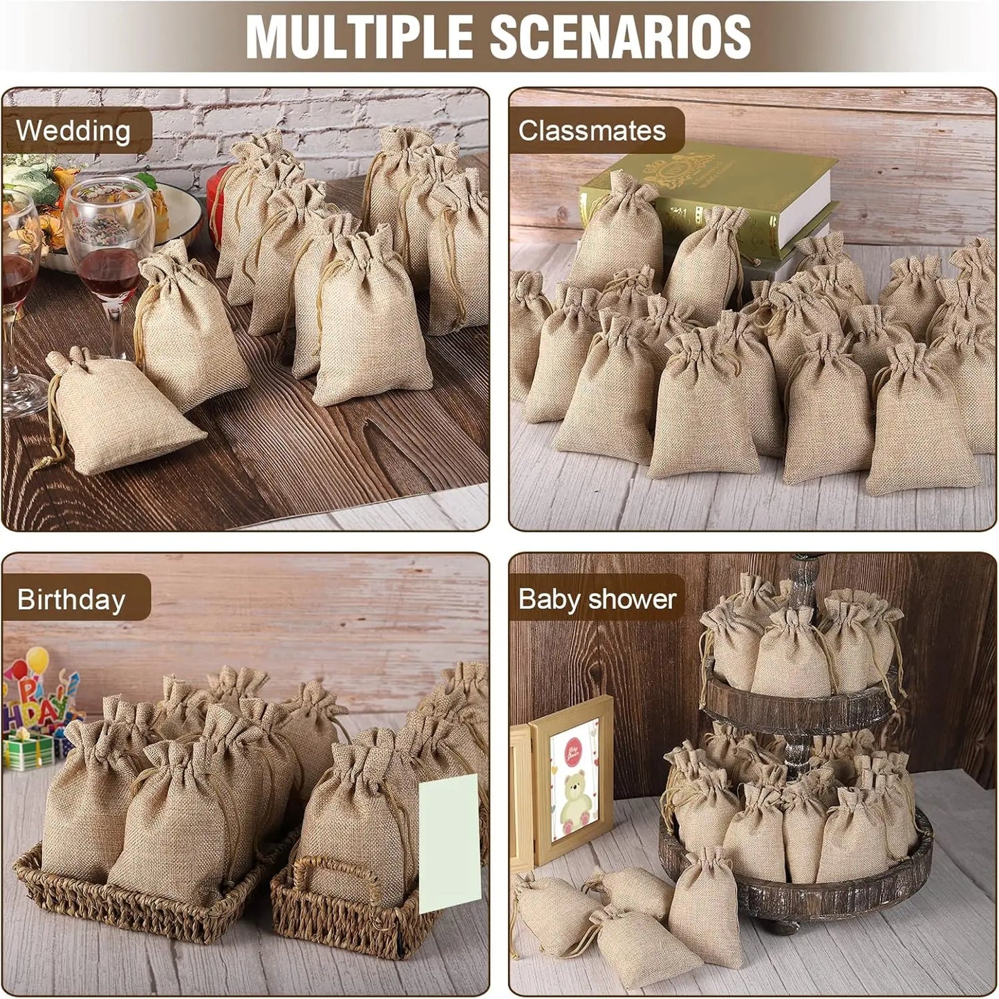 Drawstring Burlap Gift Bags Coffee Bean Linen Bag - TIMECRAFT