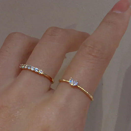 Luxury Zircon Heart Rings for Women Opening Adjustable Weave