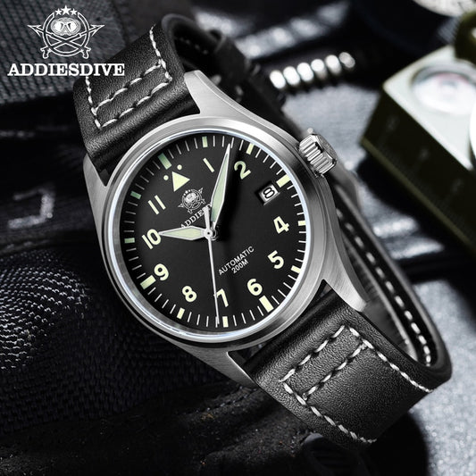 Addies Dive Pilot Watch Automatic Mechanical Diver Watch C3 Luminous divers watch Sapphire Crystal 200m dive watch men's watch