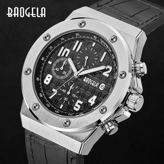 BAOGELA Fashion Watch Men Luxury Timing Watch Men's Sports Watch Quartz Watch Leather Brand Date Indicator Waterproof Watch 1805