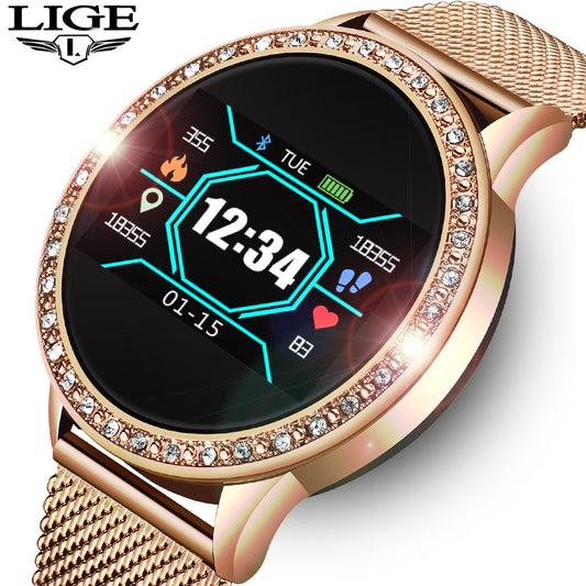 LIGE Ladies Smart Watch Women Blood Pressure Heart Rate Monitor Fitness tracker Sport Smart Band Alarm clock reminder Smartwatch - THEFASHIONBRANDS
