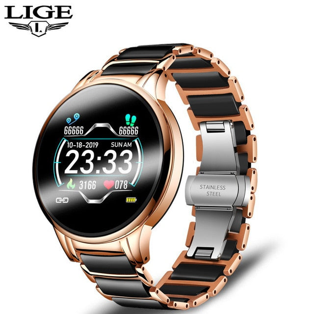 LIGE Luxury Smart Watch Women Waterproof Sports Fitness Tracker For Android ios Reloj inteligente Ceramic Strap smart watch Men - THEFASHIONBRANDS
