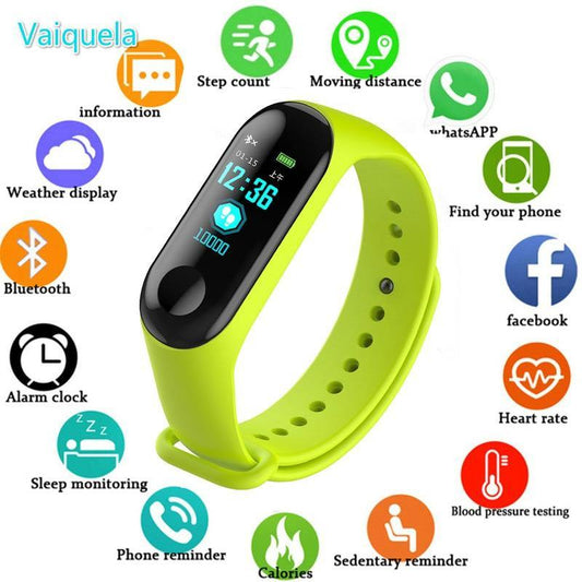 Fitness Wristwatch M3 Color Screen Smart Sport Bracelet Activity Running Tracker Heart Rate For Children Men Women Watch Hours - THEFASHIONBRANDS