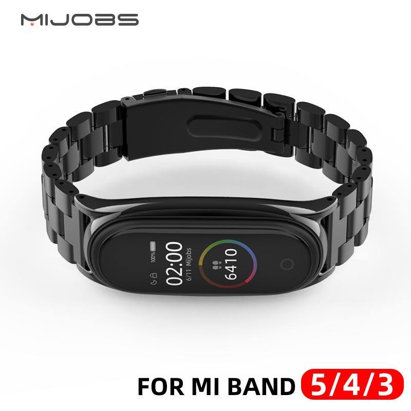 For Mi Band 5 Strap NFC Metal Stainless Steel For Xiaomi Mi Band 4 3 Strap Global Version Compatible Bracelet Miband Wristband - THEFASHIONBRANDS