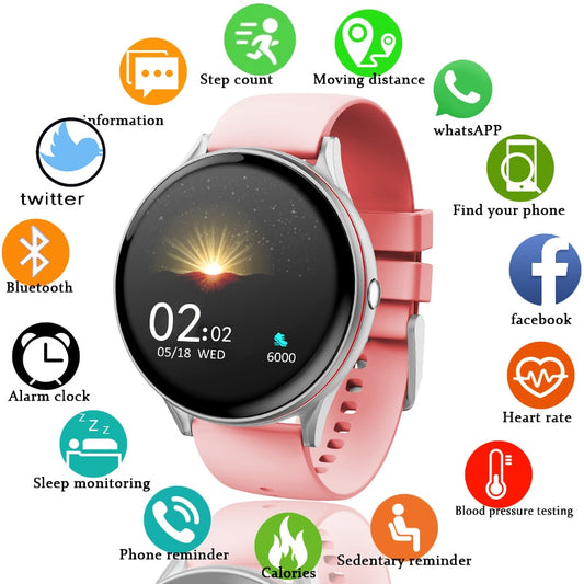 LIGE Full Touch Screen Smart Watch Women Multifunctional Sport Heart Rate Blood Pressure IP68 Waterproof Smartwatch+Box - THEFASHIONBRANDS