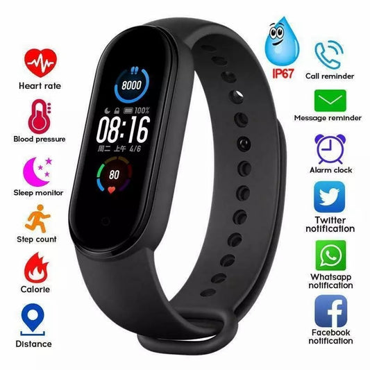 M5 Men Women Fitness Tracker Sports Smart Watch Bracelet Heart Rate Blood Pressure Monitor Health Wristband Bluetooth Smart Band - THEFASHIONBRANDS