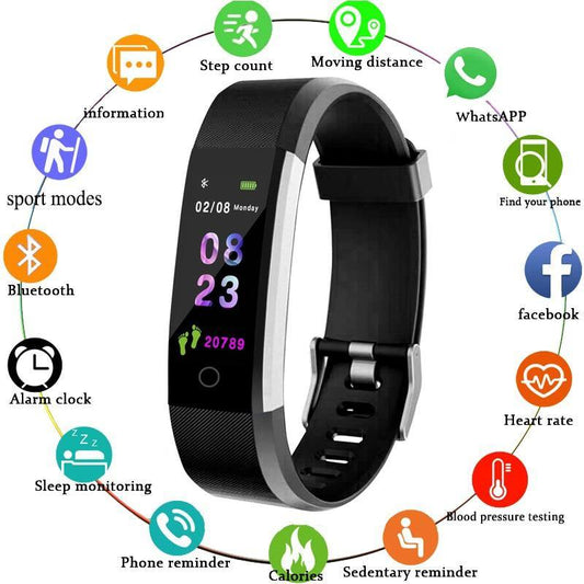 115 Plus Waterproof Smartwatch Sport Smart Bracelet Heart Rate Blood Pressure Monitor Fitness Watch for Android and IOS - THEFASHIONBRANDS