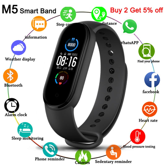 New M5 Smart Bracelet Men Fitness Smart Wristband Women Sports Tracker Smartwatch Play Music Bracelet M5 Band for Adriod IOS - THEFASHIONBRANDS