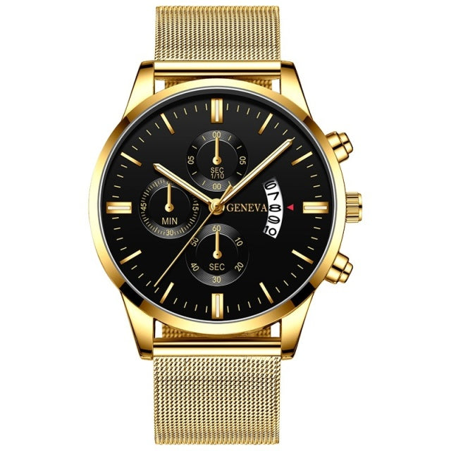 Fashion Men Luxury Stainless Steel Watch Calendar Date Quartz Wrist Watch Watches for Man Business Leather Clock часы мужские
